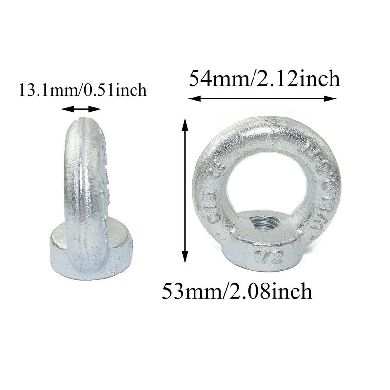 Pro Bamboo Kitchen 2pcs Carbon Steel Q235 Lifting Eye Nut 1/2"-13 Galvanized Iron - Image 3